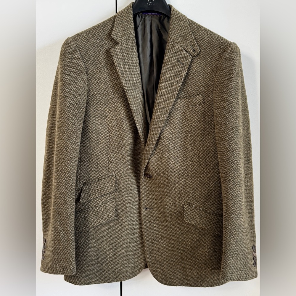 RALPH LAUREN PURPLE LABEL TWEED SPORT COAT BLAZER GREEN $2495 42 L JACKET OLIVE